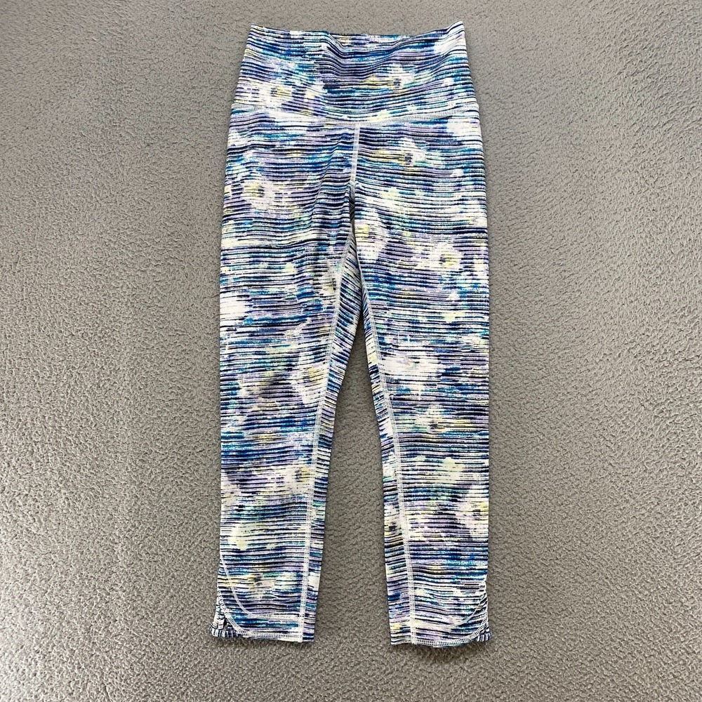 Lululemon Wunder Under Leggings Womens‎ 4 Striped Blurry Bell Crop High Rise Gym